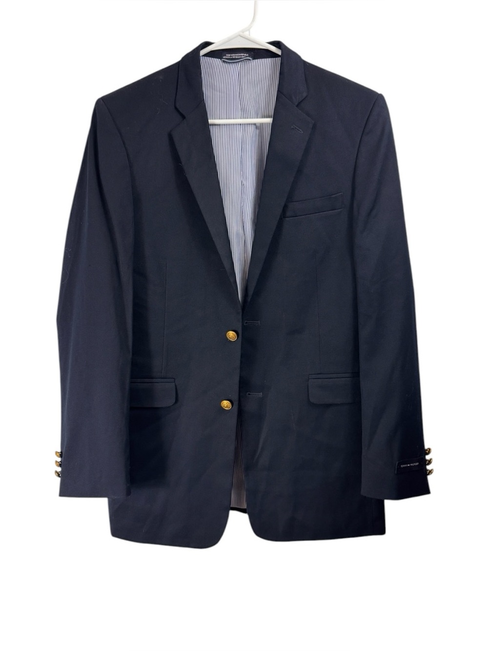 New Tommy Hilfiger Blazer Jacket Boys 20 Navy Blue Crest Gold Buttons Sport Coat